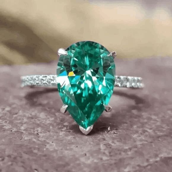 Emerald Diamond Anniversary Engagement Ring - Picture 1 of 4